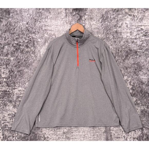 Polo Sport 1/4 Zip XXL Mens Ralph Lauren Gray & Orange Pullover Athletic - Picture 1 of 8